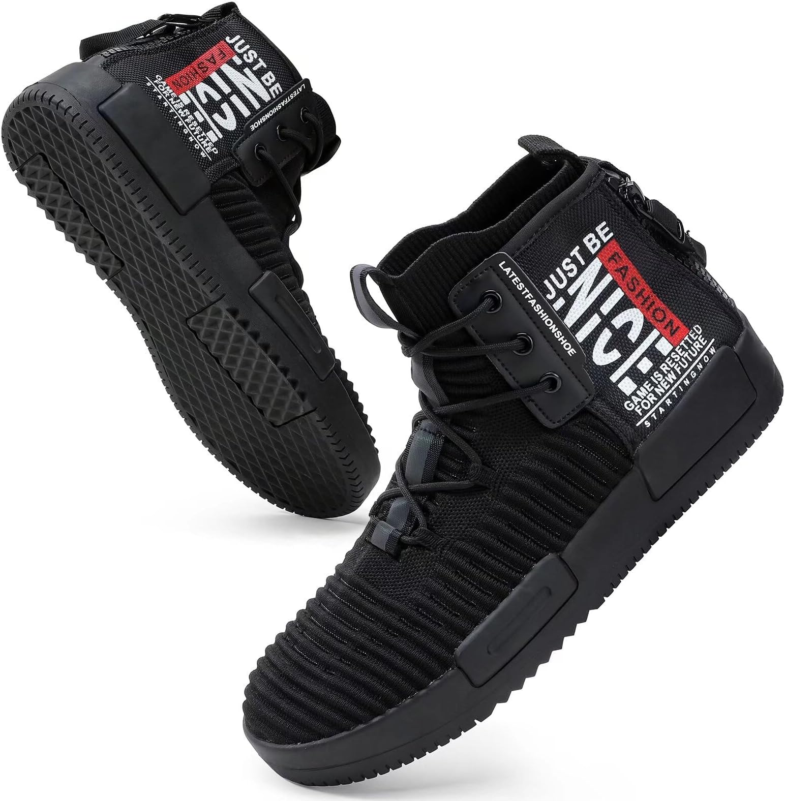 SANNAX Men's High Top Fashion Sneakers Lace Up Walking Shoes Breathable Running Shoes Casual Athletic Hip Hop Shoes for Men