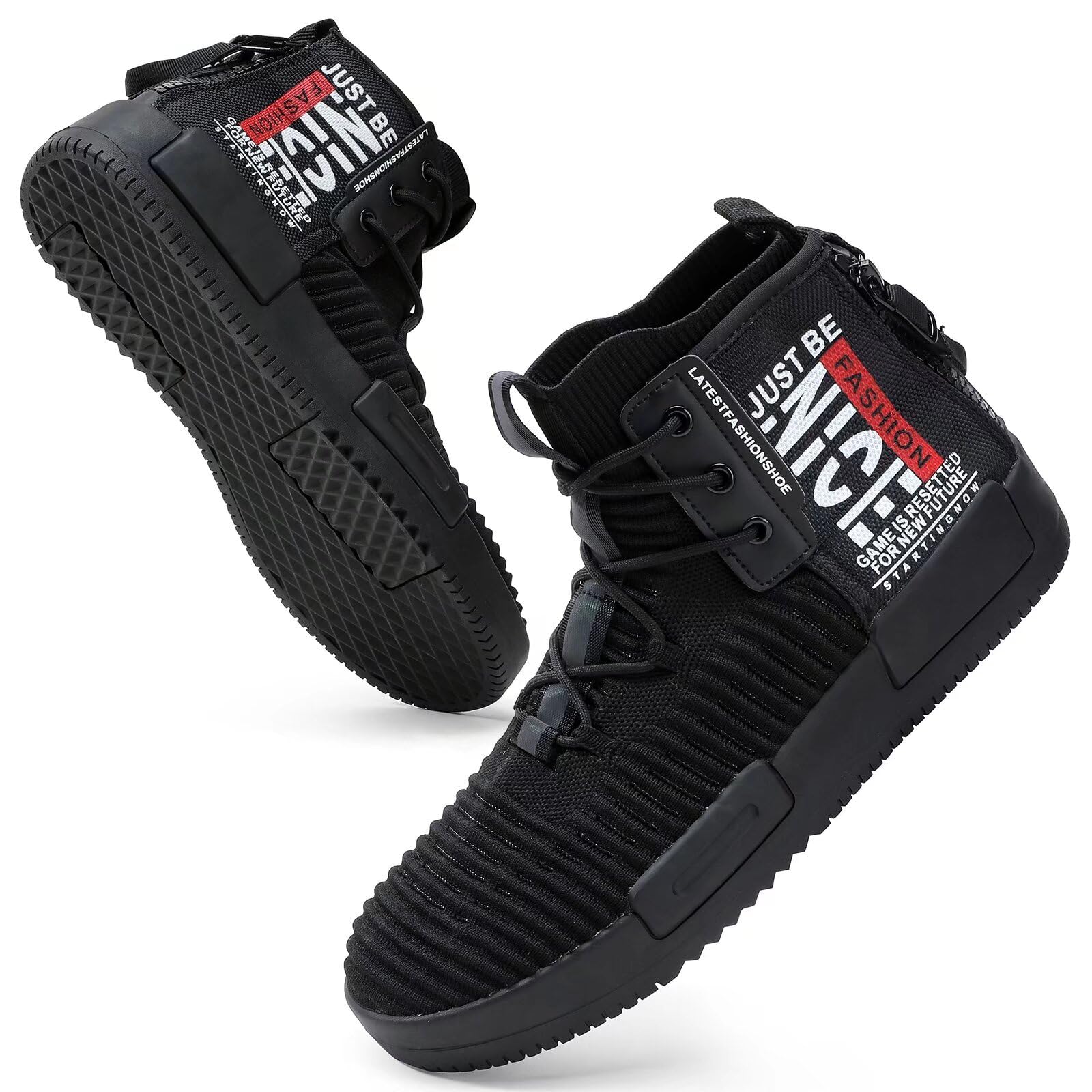 SANNAX Men's High Top Fashion Sneakers Lace Up Walking Shoes Breathable Running Shoes Casual Athletic Hip Hop Shoes for Men