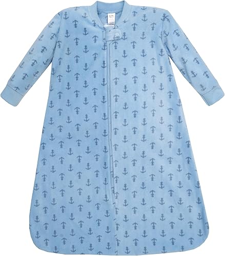 Hudson Baby Infant Boys Long-Sleeve Fleece Sleeping Bag, Blue Anchor, 18-24 Months