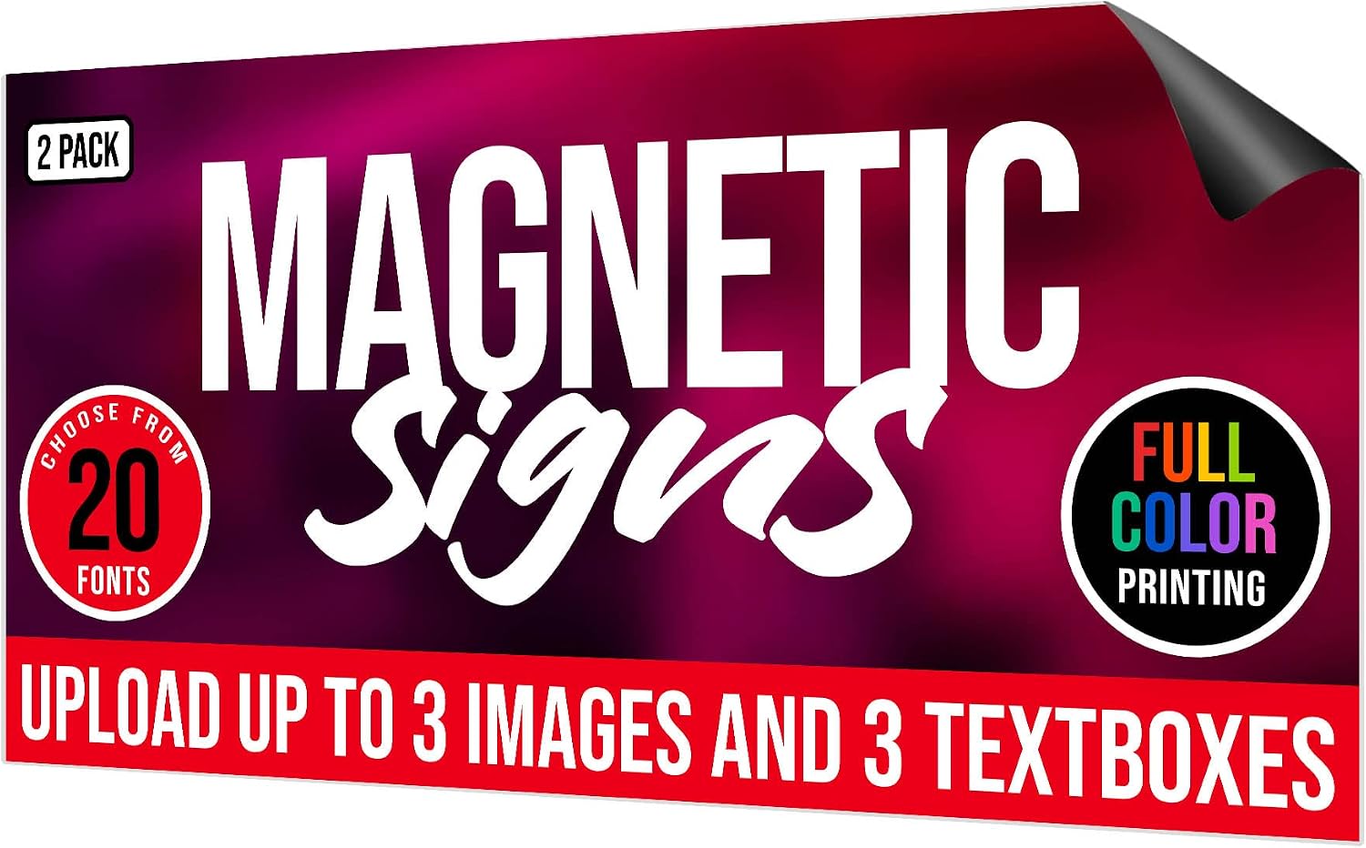 2 Pack, Personalized Magnetic Signs for Vehicles, Custom Car Magnets for Businesses, Customized Full Color Magnetic Truck Signs, 12x24 Car Magnet Signs (Design G)