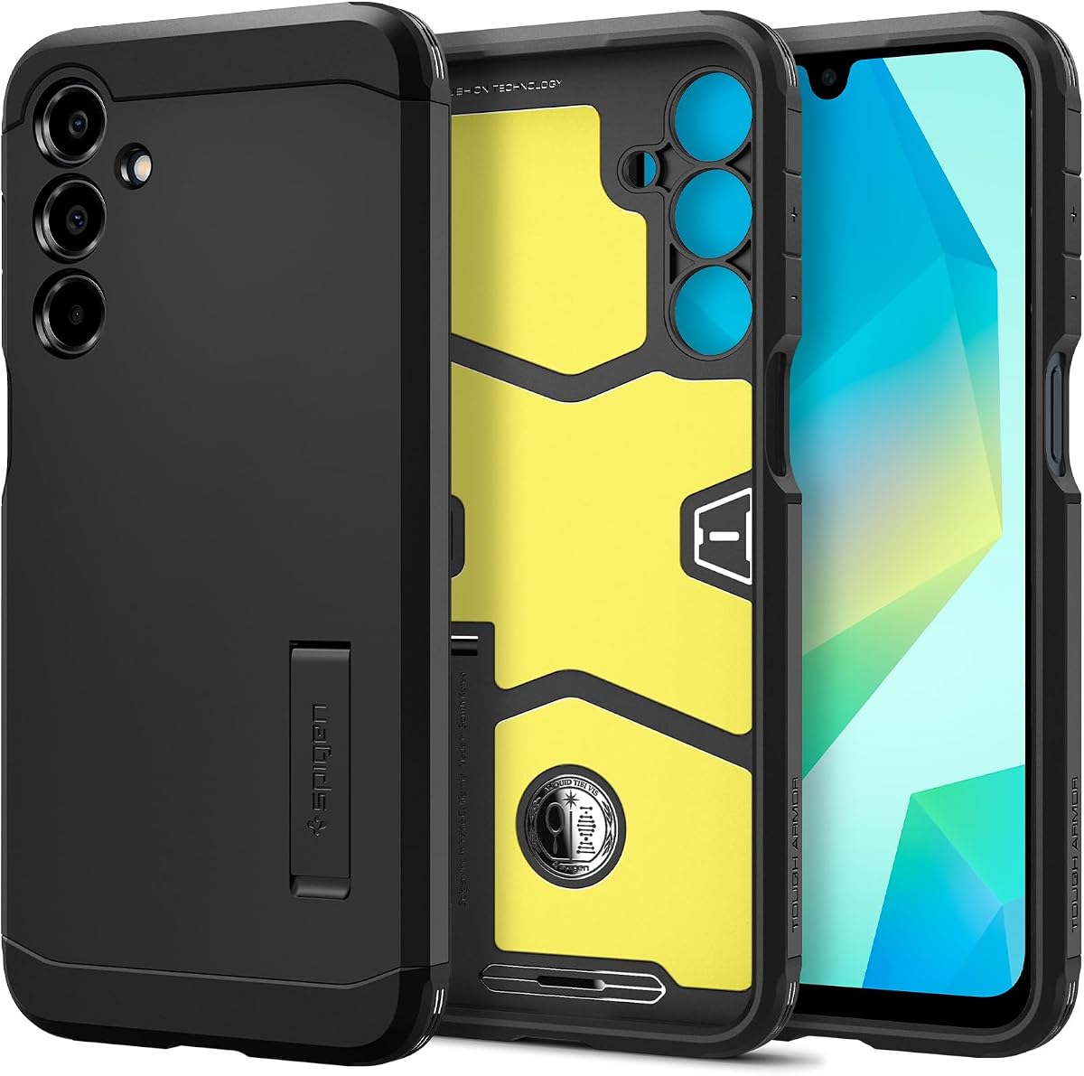 estuche para Galaxy A16 5G, armadura resistente [Kickstand] [Protección de grado militar] - Negro