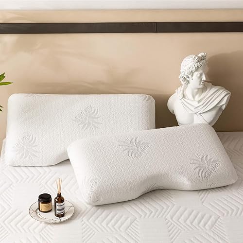 Miniatura 3 de EGOHOME Almohada cervical para el cuello, almohada para dormir de lado para dormir, almohada de espuma viscoelástica con infusión de aloe vera para