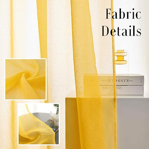 Miniatura 2 de Cortinas semitransparentes TOAVA DECO con aspecto de lino, con bolsillo para la barra, cortinas de lino sintético para dormitorio, salón, cocina, 2