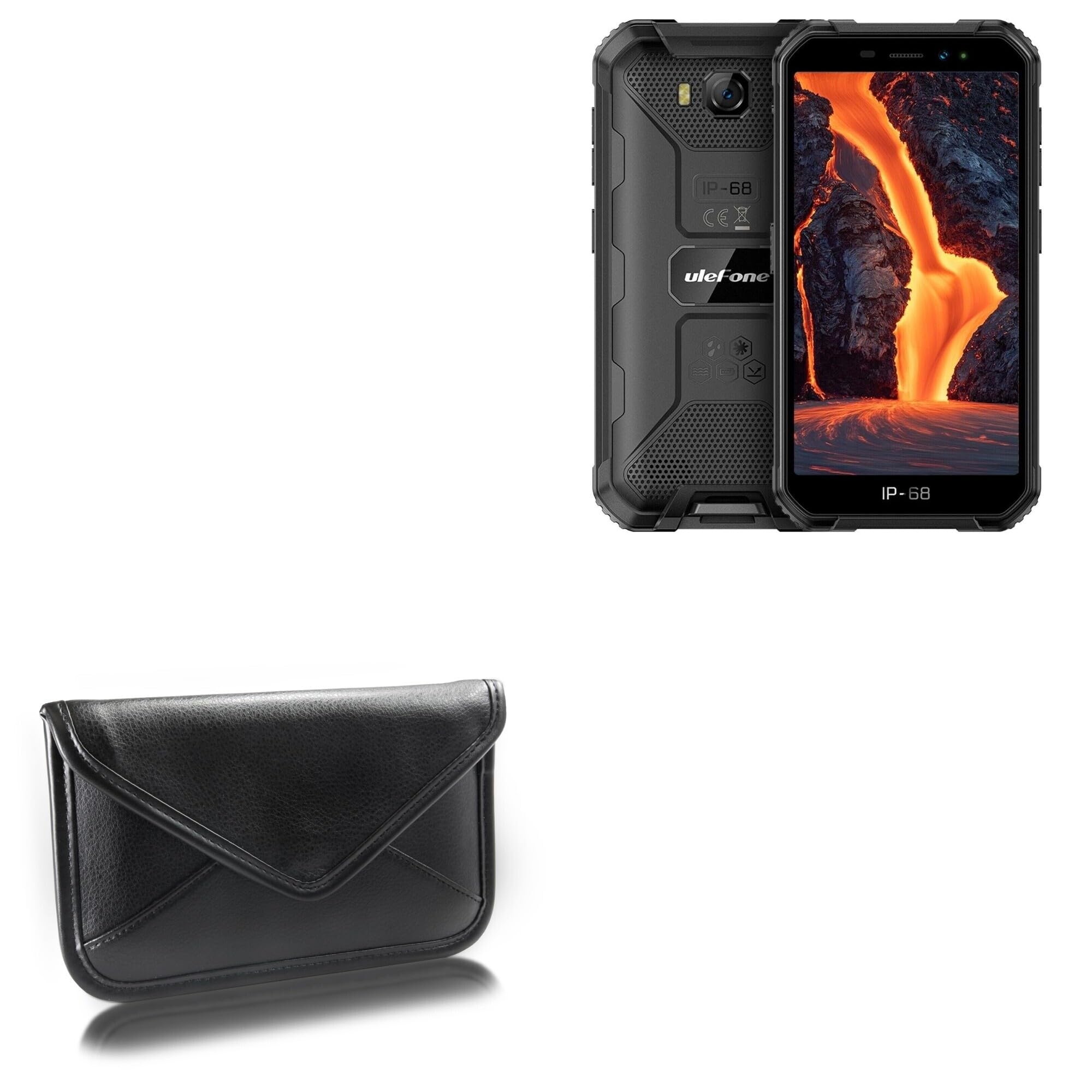 BoxWave Case Compatible with Ulefone Armor X6 Pro - Elite Leather Messenger Pouch, Synthetic Leather Cover Case Envelope Design - Jet Black