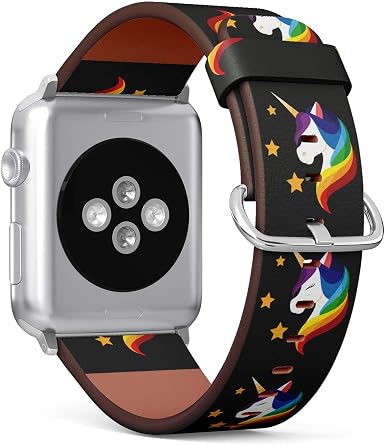 Amazon.com: (Rainbow Unicornio) - Correa de piel para Apple Watch Series 4/3/2/1  Gen (repuesto para iWatch de 1.496 in/1.575 in) : Celulares y Accesorios
