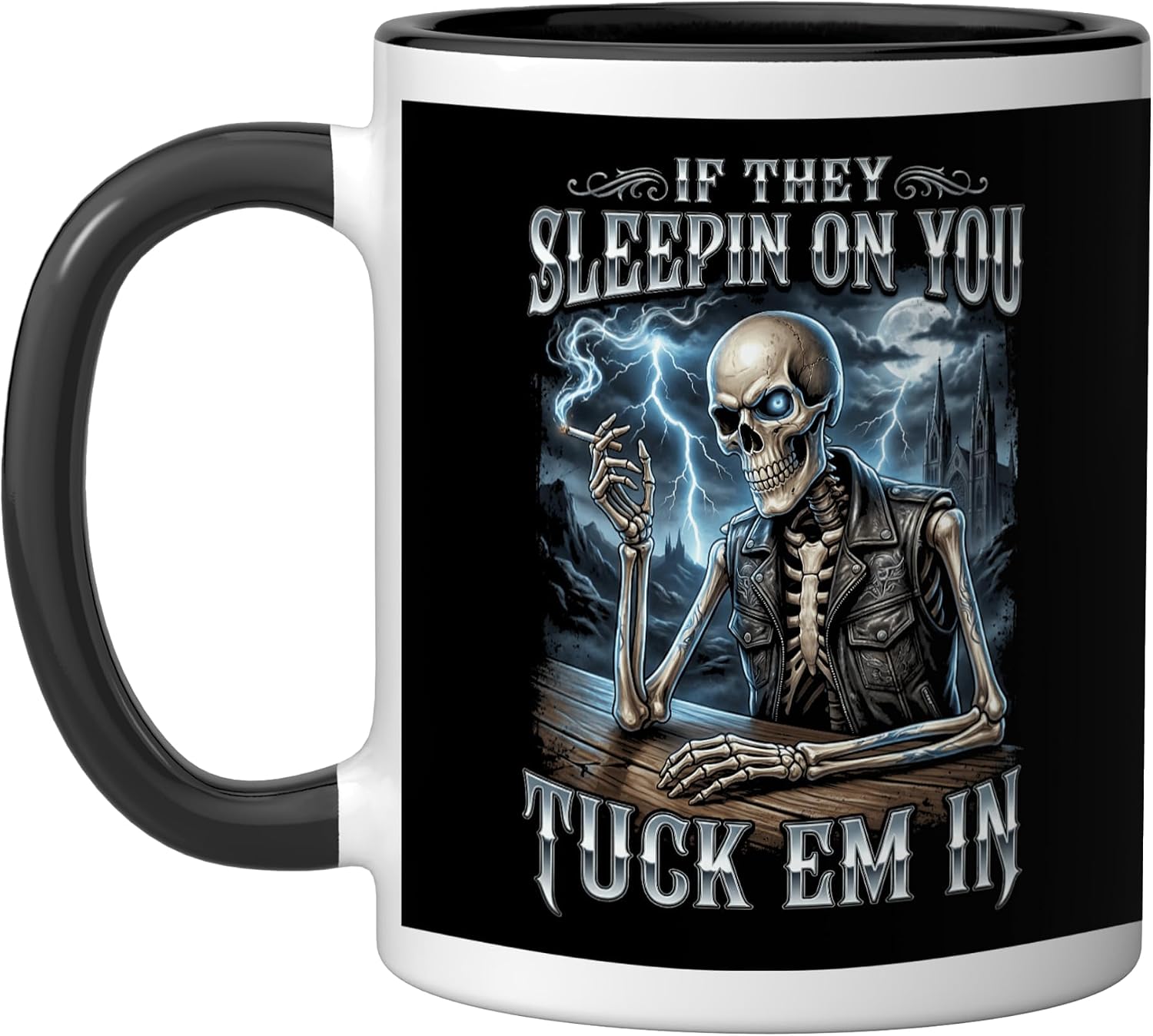 In Funny Skeleton Meme Art Ceramic Mug, Red/White, 15oz image 4