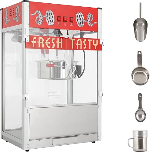 Máquina comercial de palomitas de maíz de 30 onzas con hervidor de 1600 W, palomitas de maíz estilo cine retro, máquina de palomitas de maíz de mesa