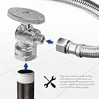 Vista 4 de MIDLINE VALVE 81114QS-OM Válvula de tope de suministro de agua con rueda de cuarto de giro; diseño de una pieza; ángulo de apagado para inodoro