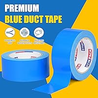 Vista 4 de 2 rollos de cinta adhesiva azul resistente, resistente e industrial, de color industrial, 9 mil x 2 pulgadas x 25 yardas, flexible, sin residuos