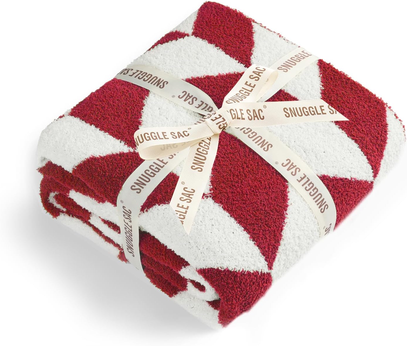 Snuggle Sac Chevron Red Throw Blanket for Couch, Super Soft Christmas Blankets Cozy Knit Fuzzy Plush Lightweight Throws for Sofa, Bed, Red,50x60 inches - Image 4