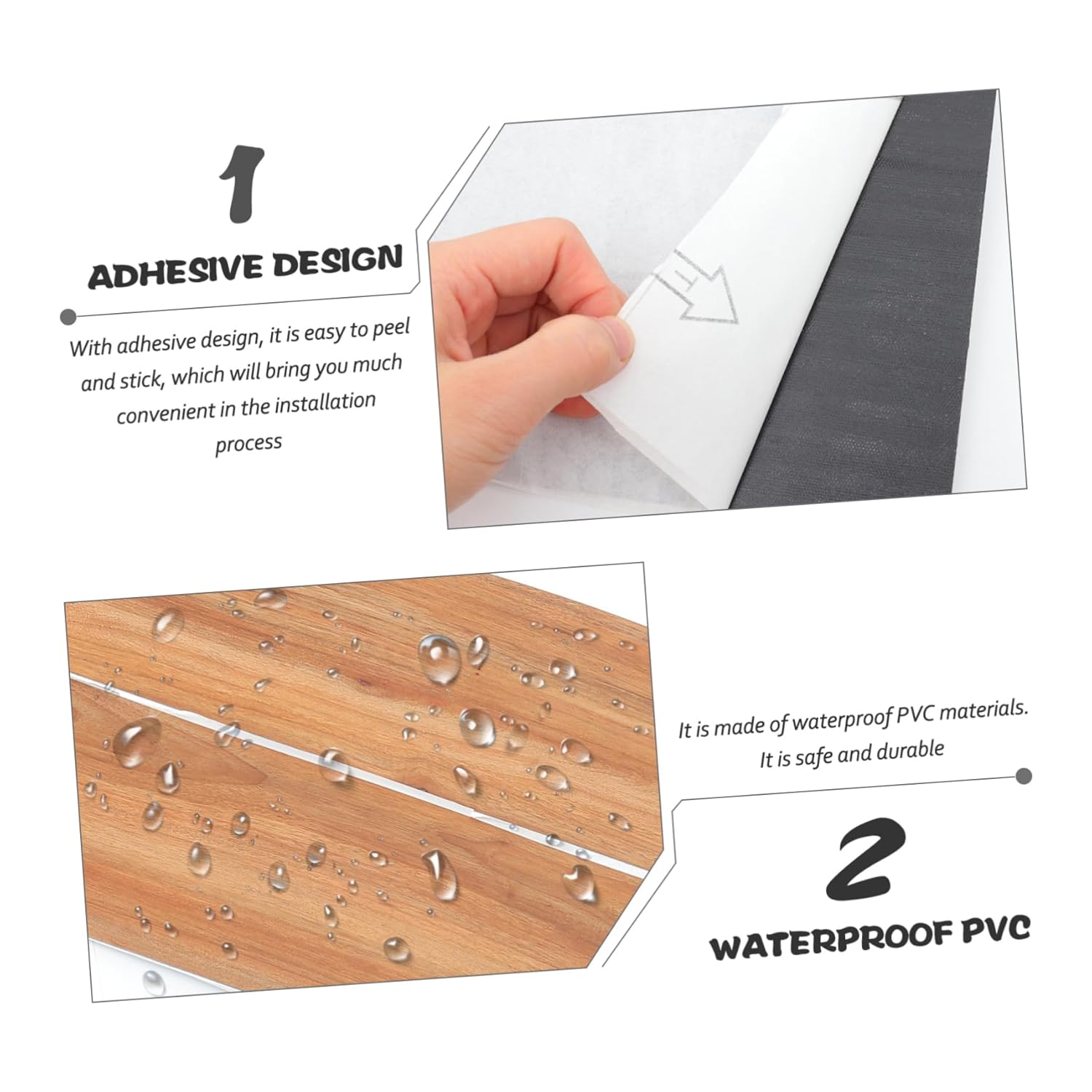 7pcs PVC Tile Sticker Vinyl Plank Flooring Peel and Stick Stickers Self-Adhesive Wood Grain Floor Tile Decals Simple Rustic for Home Renovation