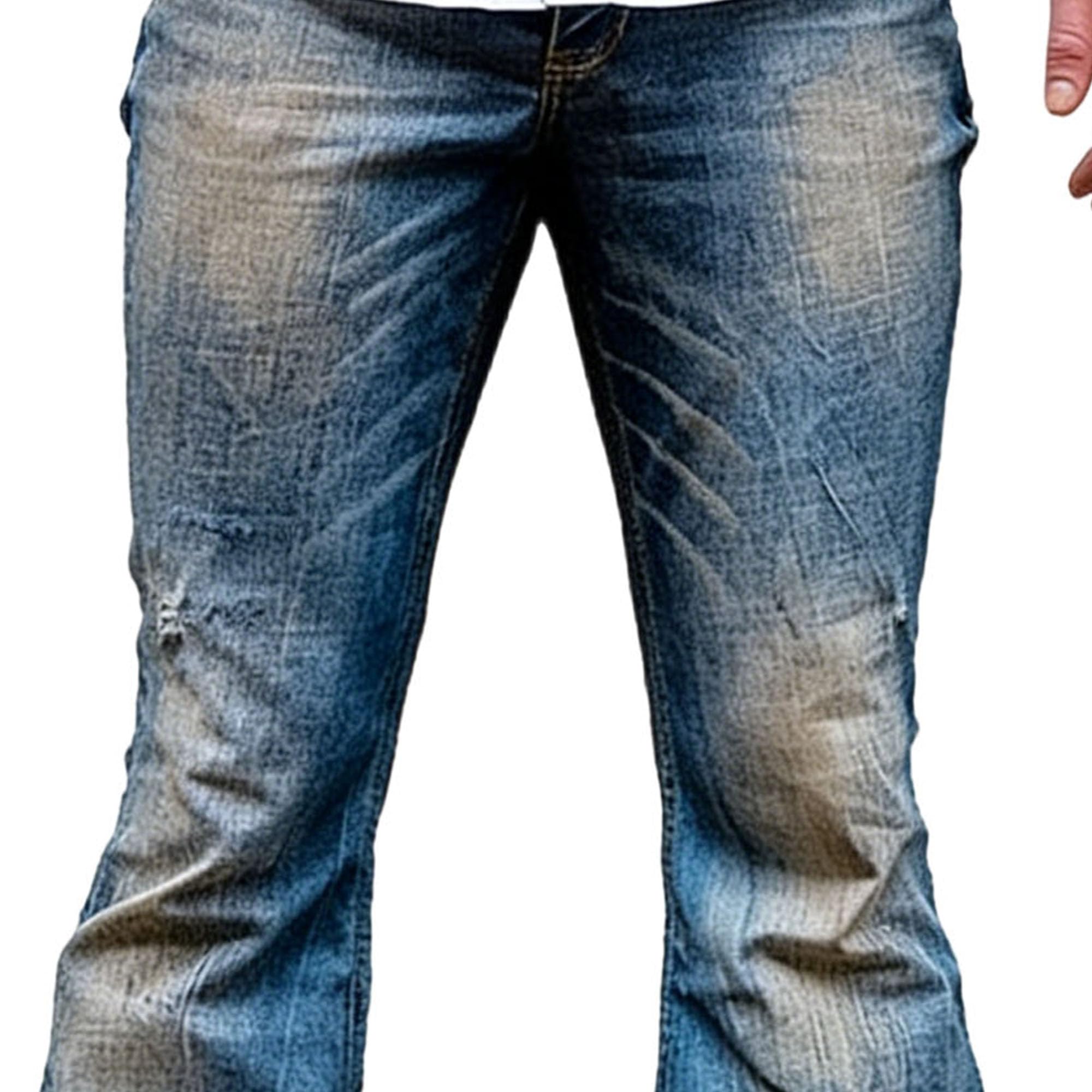 Jeans da uomo blu svasati classici da discoteca retrò a campana jeans vintage rilassati svasati denim pantaloni anni '60 anni '70