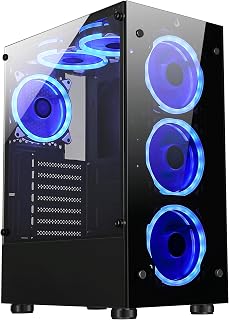 Gabinete Gamer Rise Mode Glass 06X, Mid Tower, ATX, Lateral em Vidro Fumê e Frontal em Vidro Temperado, Sem FANs, Preto - RM-CA-06X-FB