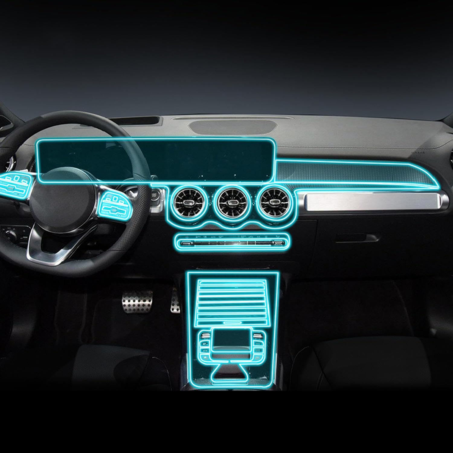 LAVIYE Car Interior Center Console Transparent TPU Protective Film Anti-scratc Repair Film Accessorie，for Mercedes-Benz EQB 2022-2023