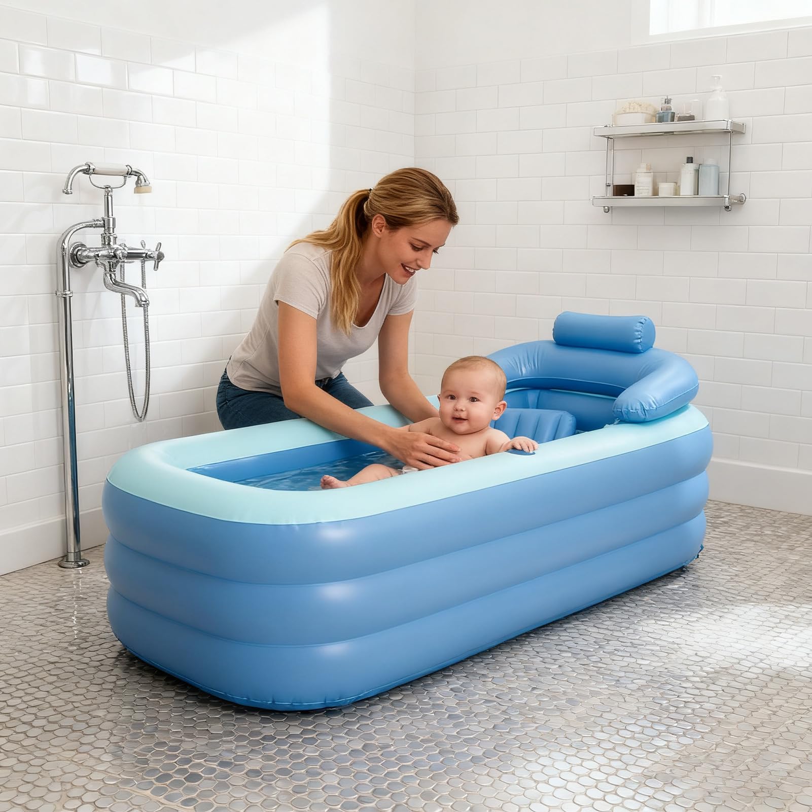 Bañera Inflable para Ducha Baño Plegable, Bañera de Spa, Suministros de
