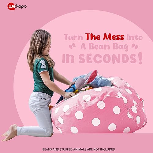 Miniatura 92 de WEKAPO - Puf con cremallera para guardar juguetes de peluche, hecho de lona de algodón de alta calidad, extragrande de 38 pulgadas, ideal para los