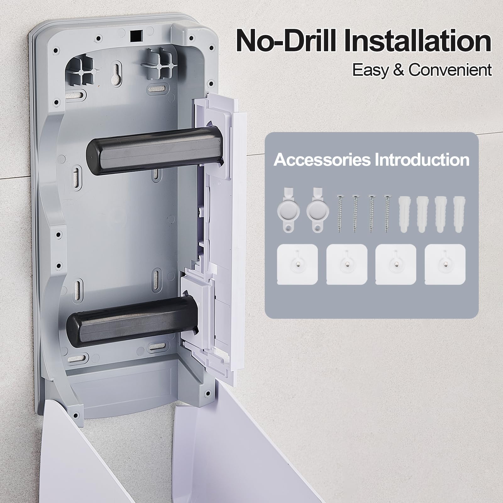 Pollock Dispensador de Doble Rollo de Papel Higiénico, Montaje en Pared, Gran Capacidad, Blanco