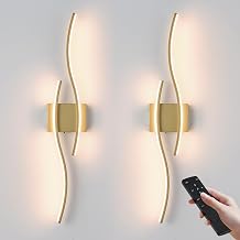 KARTOOSH Wireless Wall Sconces Set of 2, Dimmable LED Sconce with Remote