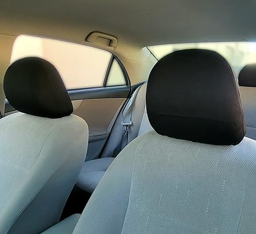 Miniatura 4 de fundas para reposacabezas universales, de poliéster con reverso de espuma, para monitores de TV, DVD, negro liso, 4 unidades