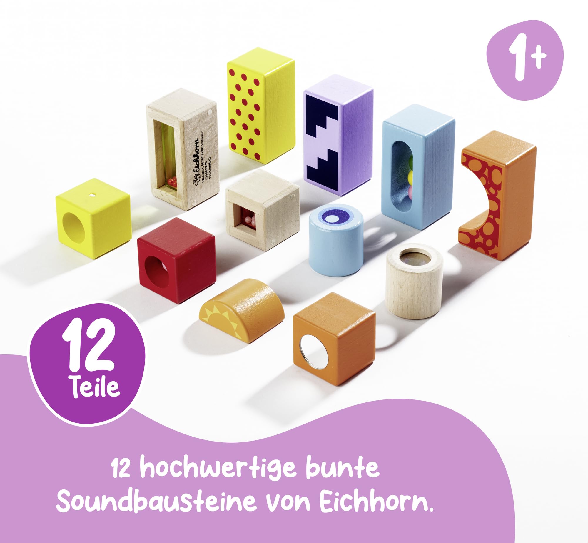 Besuche den Eichhorn- Eichhorn Klangbausteine - Musikalisches Motorikspielzeug, 12 bunte Holzbausteine die Geräusche machen, aus hochwertigem Buchenholz, fördert Hören & Greifen, ab 12 Monaten in use