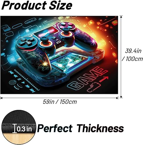 Miniatura 2 de Alfombra de área de juegos, alfombra de juegos 3D, tapete controlador de gamepad para niños y niñas, dormitorio, sala de juegos, alfombras