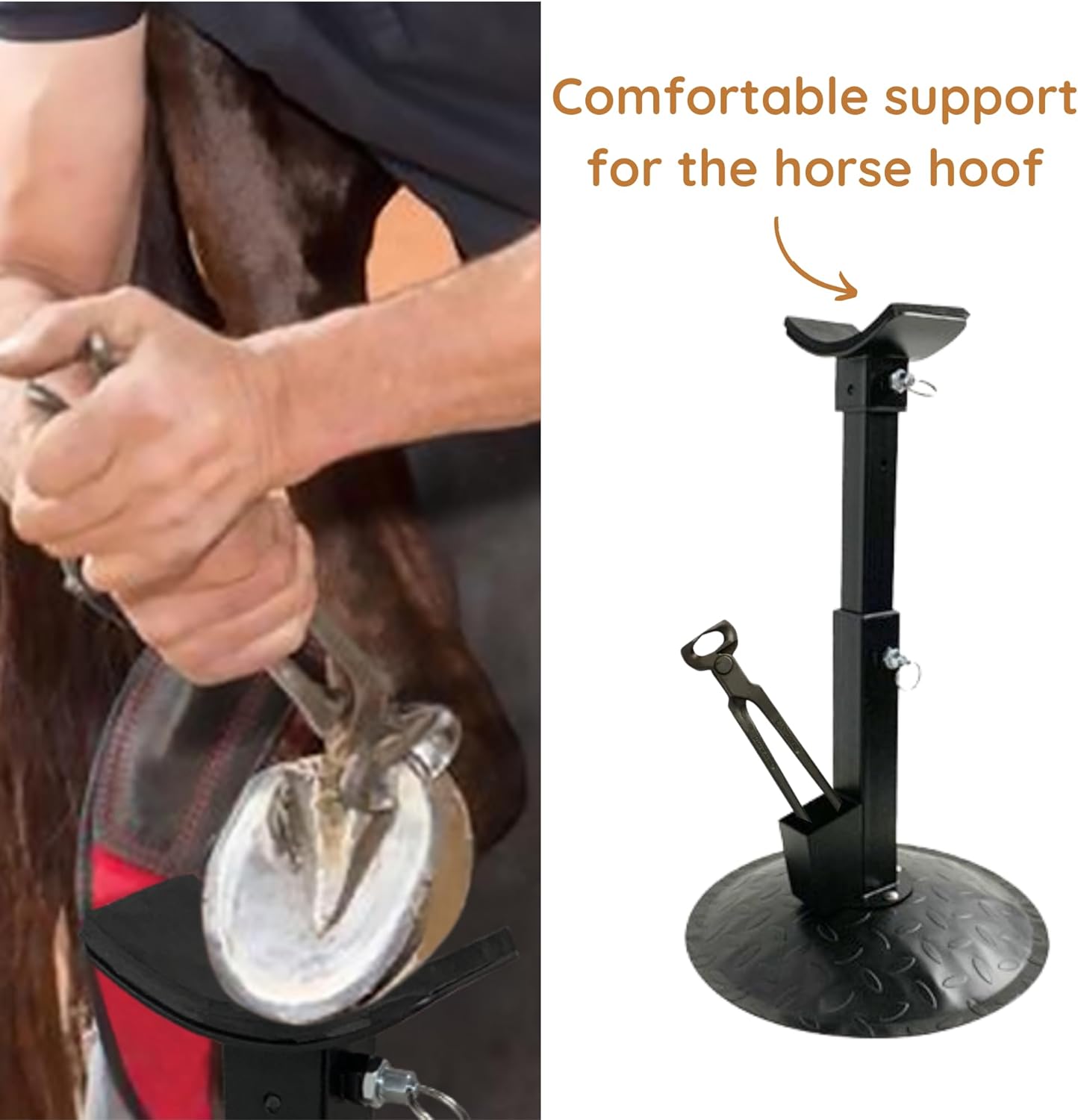 ZIRAO Farrier Stand, Adjustable Farrier Stand for Horses, Heavy-Duty Hoof Stand with Non-Slip Base for Hoof Care and Shoeing, Essential Farrier Tools for Horses
