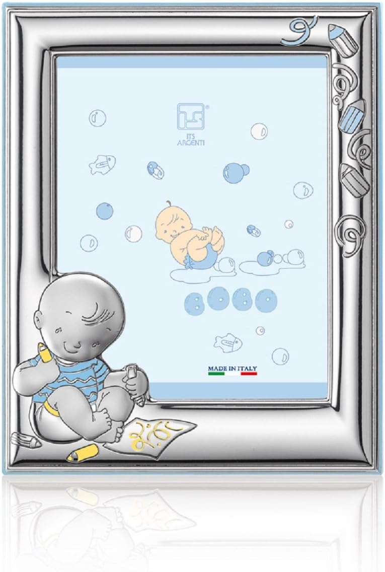 STERLING SILVER PICTURE FRAME with Booklet. 5" x 7". Made in Italy (BOY)