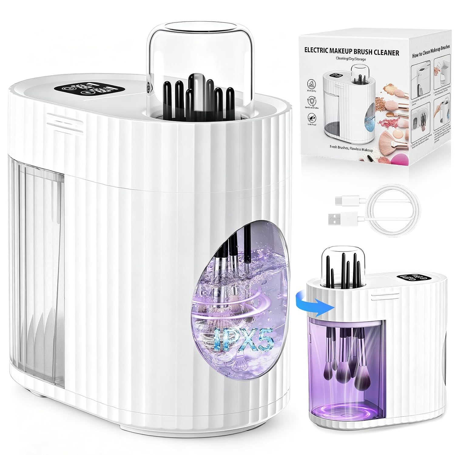 Electric Makeup Brush Cleaner Machine - Fast Drying & Adjustable Timer