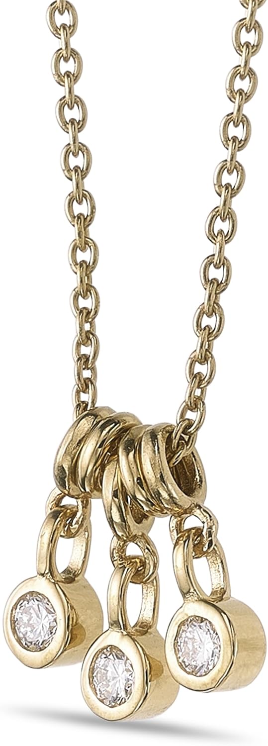 Lavari Jewelers 1/10 Carat Lab Grown Diamond Dangling Pendant Necklace for Women I 925 Sterling Silver with 18k Yellow Gold Plating Necklace for Her I 18 Inch Cable Chain with Lobster Claw Clasp - Image 2