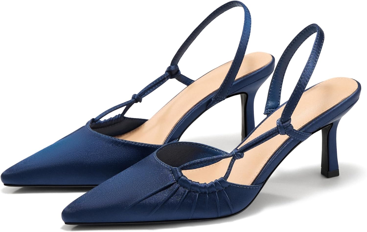 Womens Slingback Kitten Heels Closed Pointed Toe Backless Pumps Wedding Dress Shoes