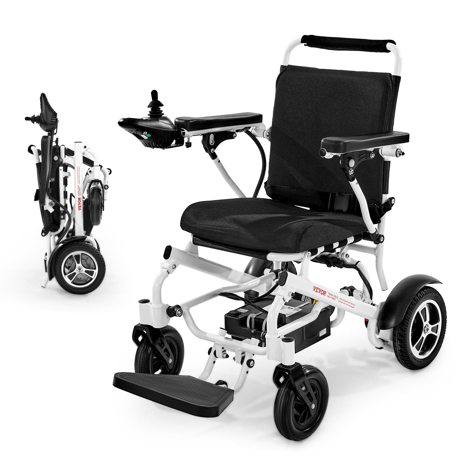 VEVOR Silla de Ruedas Eléctrica para Adultos Capacidad de 136 kg Plegable Ligera Motorizada Autonomía de 21 km Ajuste de 5 Velocidades Todoterreno Portátil para Personas Mayores, Discapacitadas