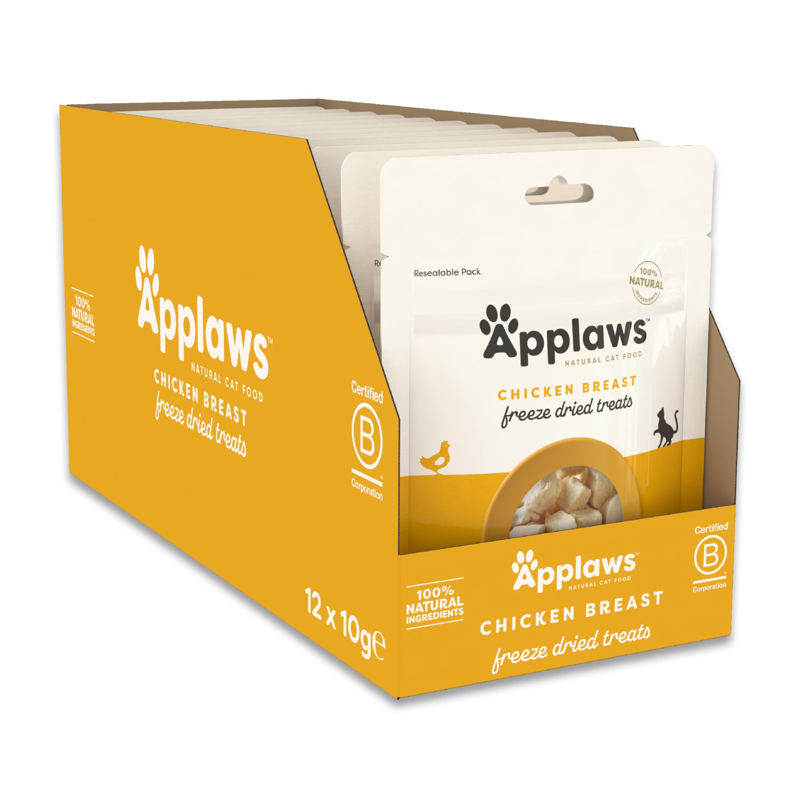 Applaws naturalne przysmaki dla kotów, liofilizowana pierś z kurczaka, 12 × 10 g torebki