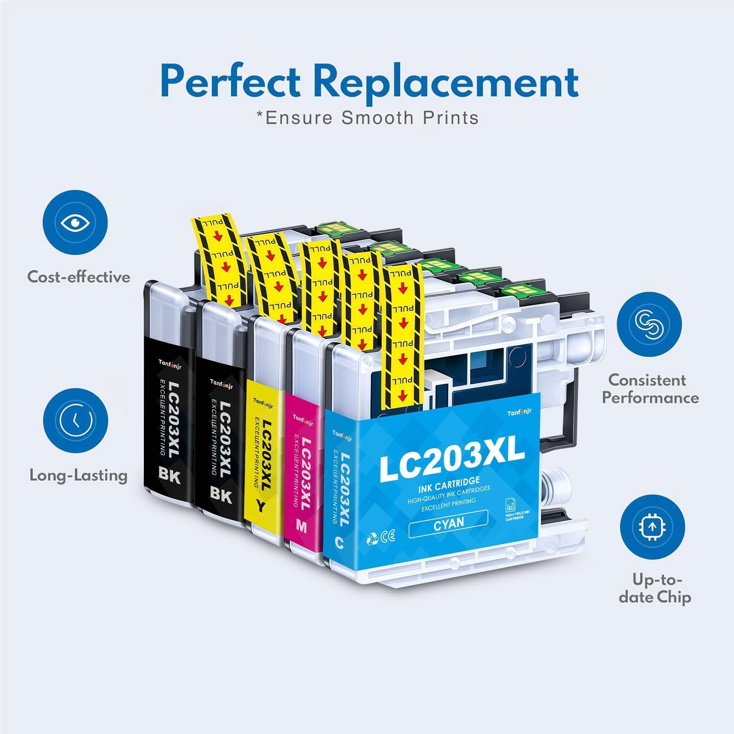 LC203XL Ink Cartridges Combo Pack Replacement for Brother Ink LC203XL LC203 Word for MFC-J480DW MFC-J880DW MFC-J4420DW MFC-J680DW MFC-J885DW Printer Ink (15-Pack,6BK/3C/3M/3Y)
