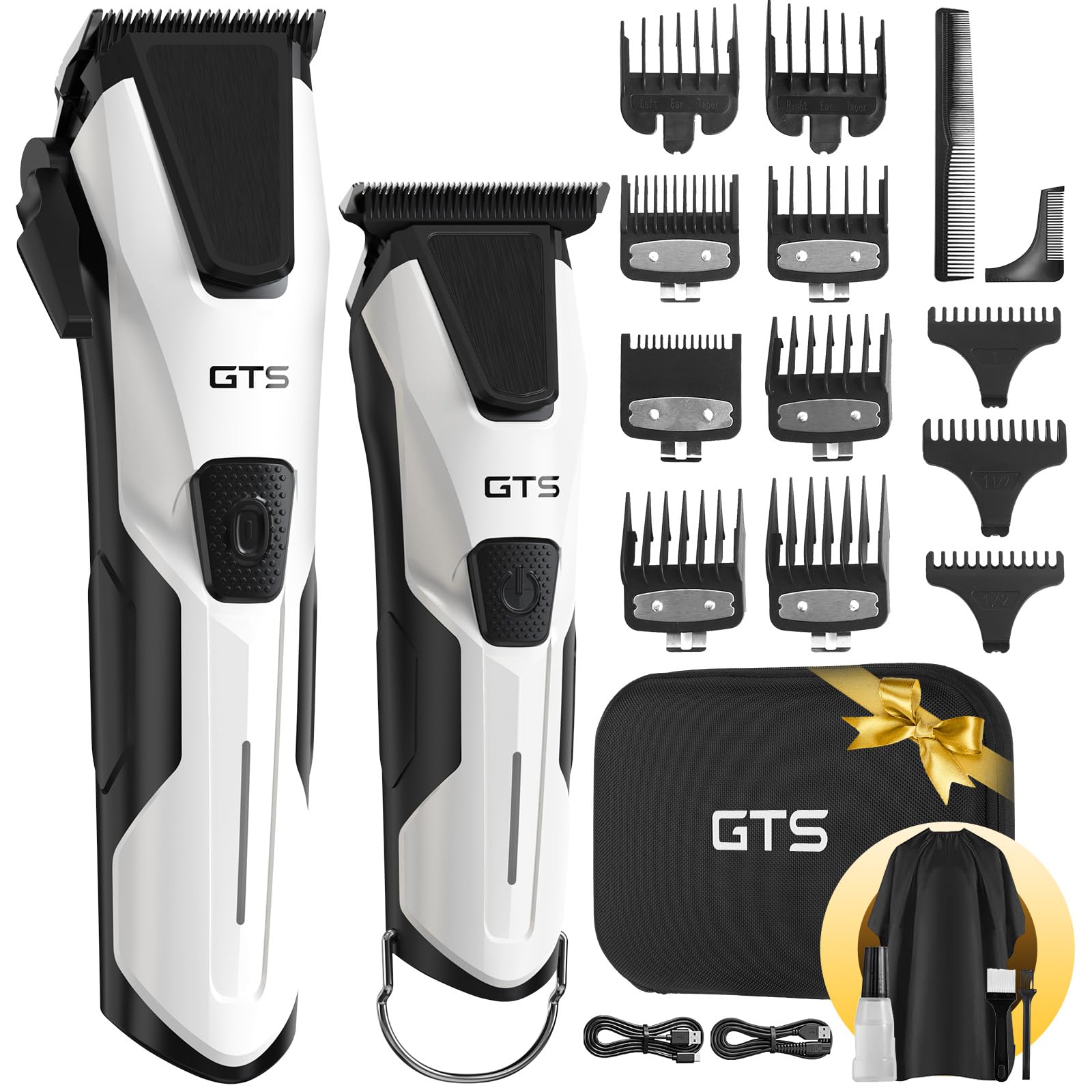 Photo 1 of Professional Hair Clippers for Men, Professional Barber Clippers and Trimmer Set, Mens Cordless Hair Clipper for Barbers Haircut Kit Fade White