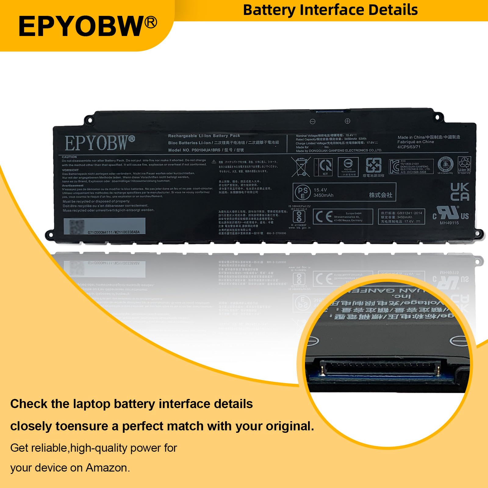 Amazon.com: EPYOBW PS0104UA1BRS Laptop Battery 53Wh Compatible