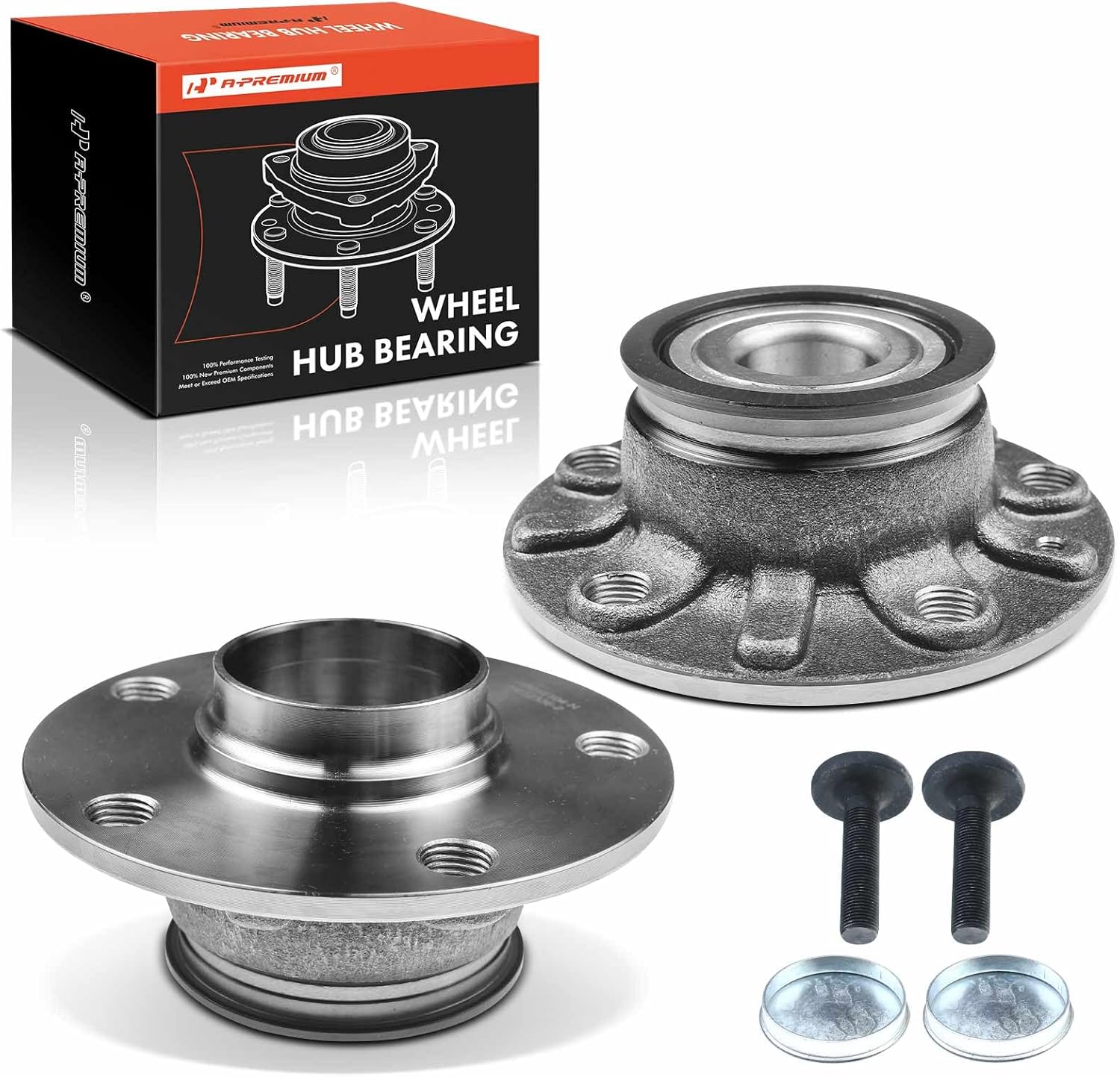 A-Premium 2 x Rear Wheel Bearing and Hub Assembly Compatible with Audi Volkswagen - 2006-2021 - A3, Beetle, E-Golf, Golf, Golf R, GTI, Rabbit, Jetta