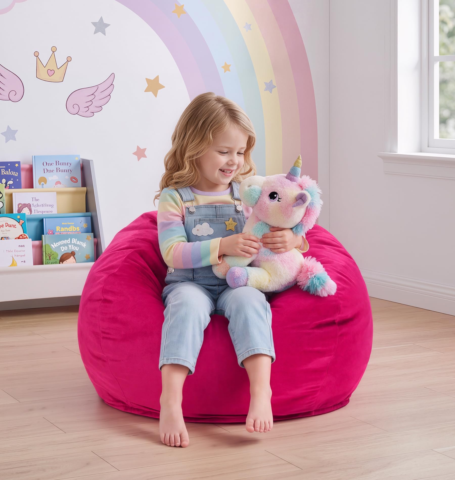 Hobestluk Bean Bag Chair 2 ft BeanBag Velvet Fabric Small Pink