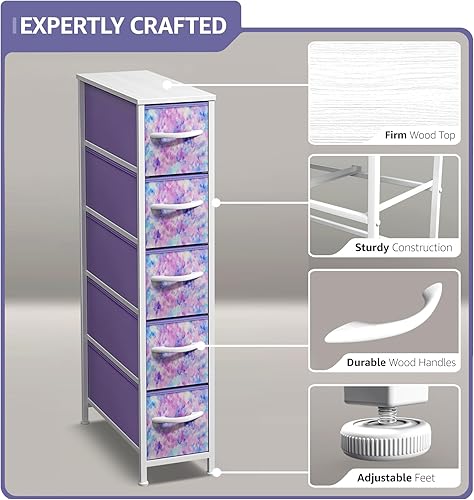 Miniatura 107 de Sorbus Torre estrecha con 4 cajones – Almacenamiento vertical para dormitorio, baño, lavandería, armarios y más, marco de acero, parte superior de