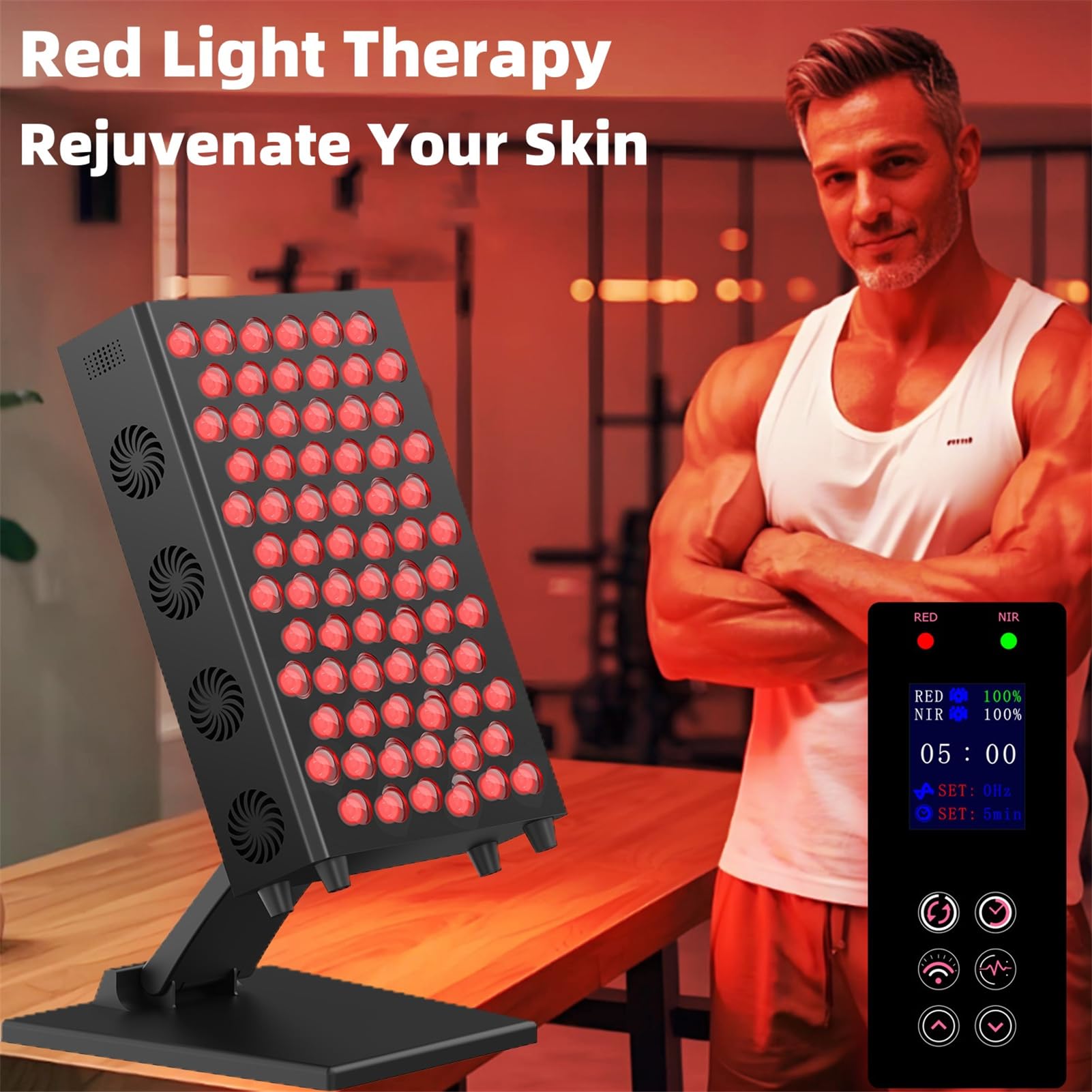 Panel do terapii światłem czerwonym na twarz i ciało, 72 podwójne układy scalone 660 nm 850 nm diody LED w pobliżu urządzenia do terapii światłem podczerwonym, do łagodzenia bólu