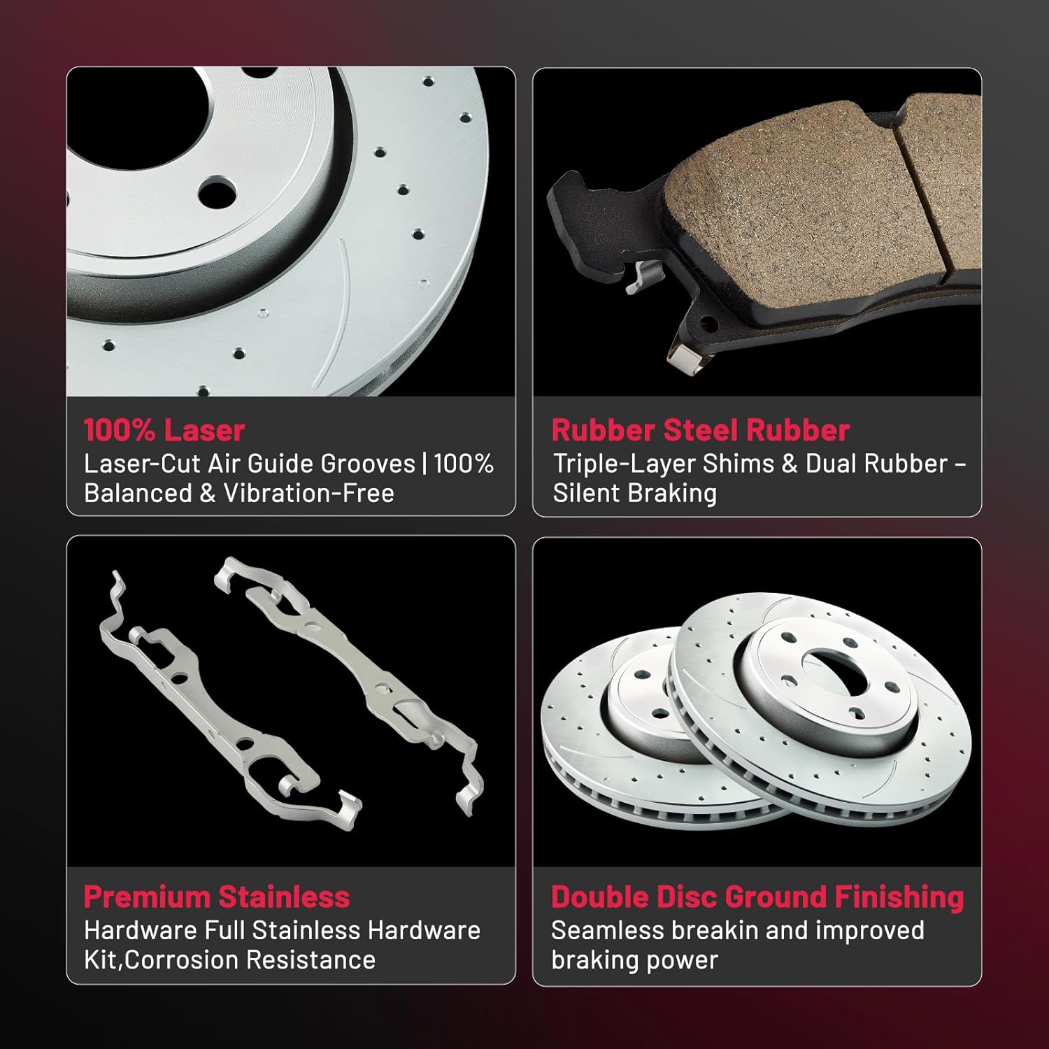 BDFHYK Front Brake Kit Compatible with Jeep Grand Cherokee 11-18, Compatible with Dodge Durango 11-20, V6 V8 3.6L 3.0L, Drilled Slotted Brakes Rotors and Ceramic Brake Pads, Replace S-53062, D-1455