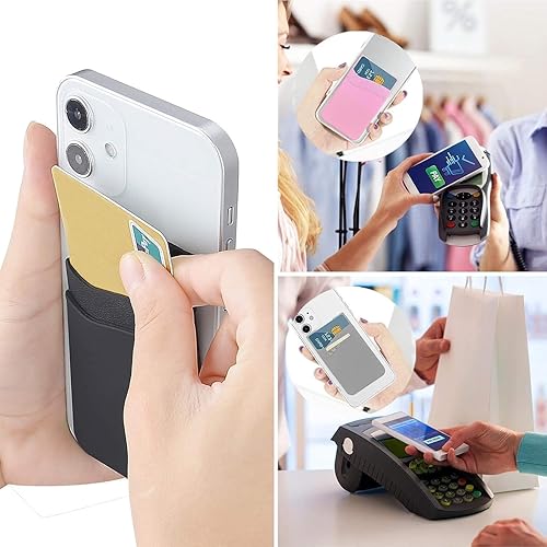 Miniatura 2 de SS Cartera para teléfono, tarjetero para teléfono, bolsillo para pegar para fundas de teléfono, doble bolsillo de silicona adecuado para iPhone,