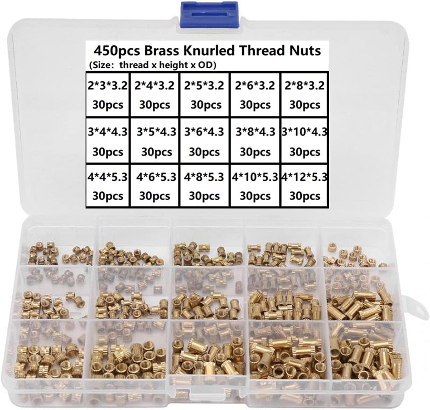 3D Printing Brass Nuts, Hot Melt Nut 900 Pcs Rolling Copper Nut Copper Card Copper Insert Injection Molded Copper Nut M2-M4 Series Combination