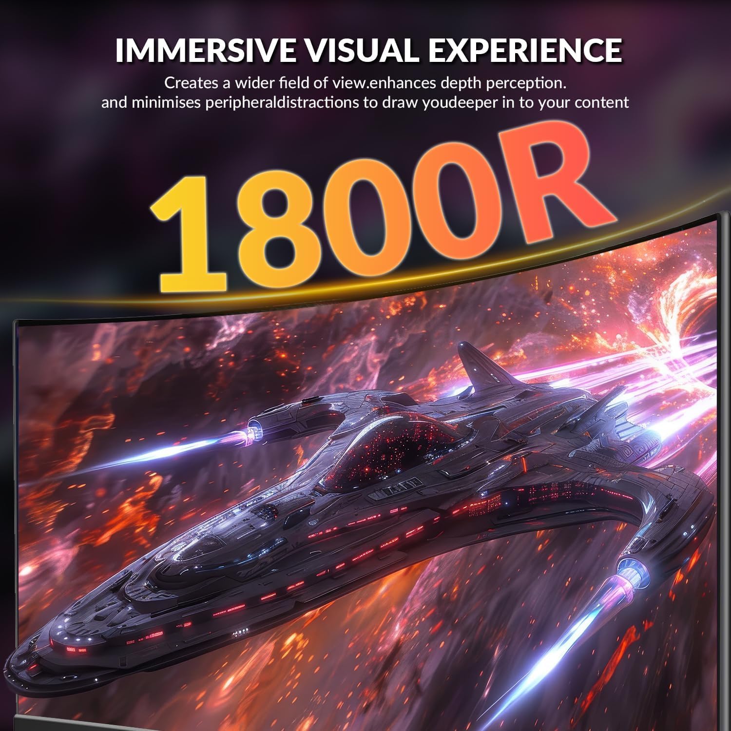 Generisch CRUA Moniteur de jeu, 27 pouces, FHD, incurvé, 280 Hz, 1 ms, écran Eye-Care avec HDMI, DP, sans cadre, FreeSync, montage mural pour bureau et maison
