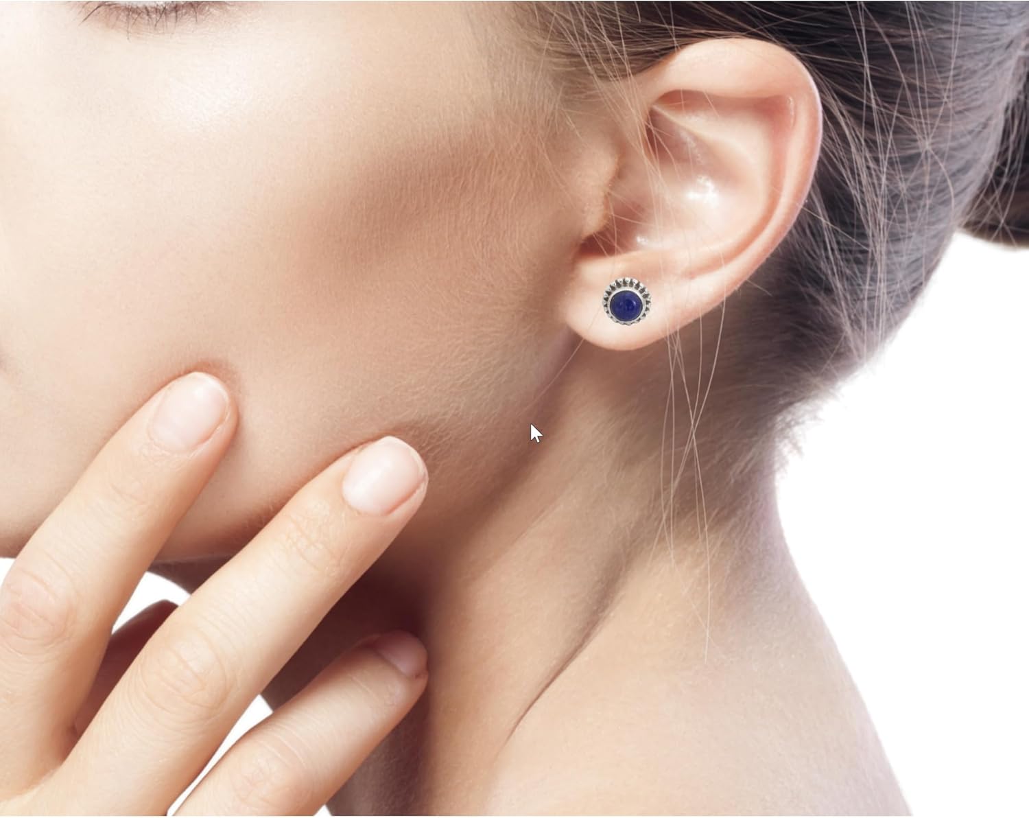 NOVICA Artisan Handmade Lapis Lazuli Stud Earrings Sterling Silver from India [0.2 in H x 0.3 in Diam.] ' Blue Globe'