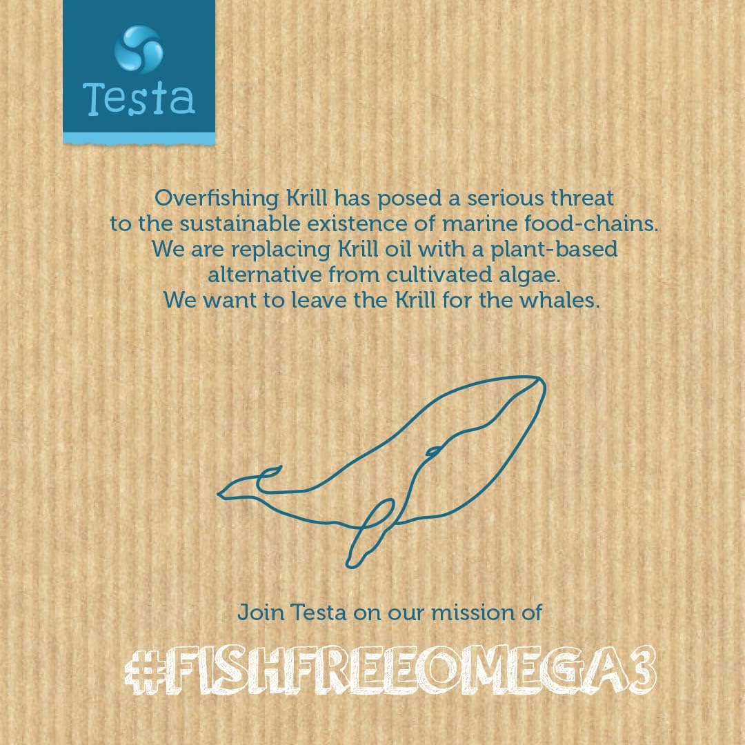 Vegan Omega 3 Krill Supplement – DHA, EPA, Astaxanthin + Phospholipids - 2X More Omega-3 Than Krill Oil - Best Absorption - Supports Heart, Brain, Eyes, Joint Health - Made from Algae - 60 Softgels