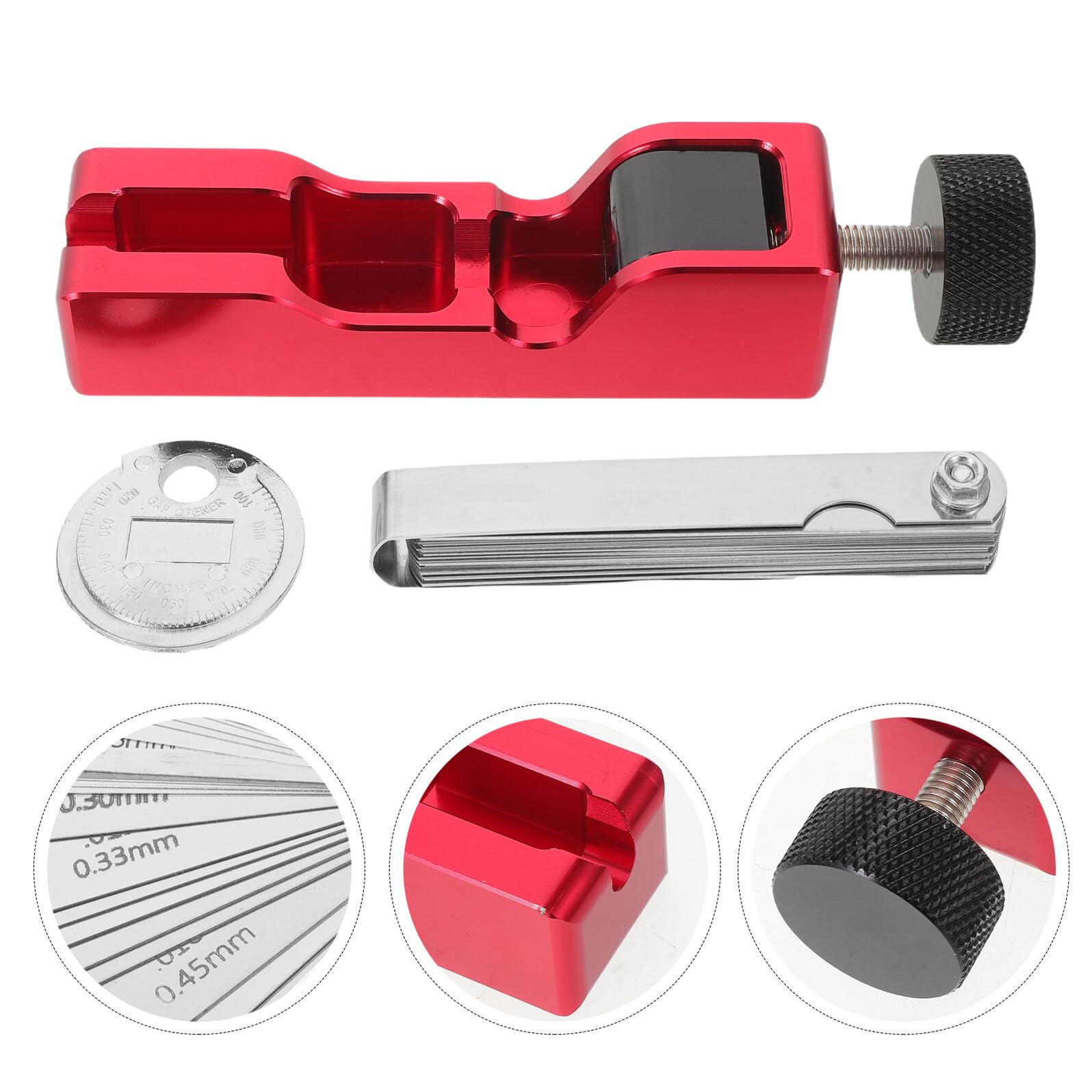 Hohopeti Kit de Herramientas para Ajuste de Bujías con Calibrador de Espesores Aluminio Resistente Incluye Galgas y Medidor de Separación Herramienta Precisa para Reparación y
