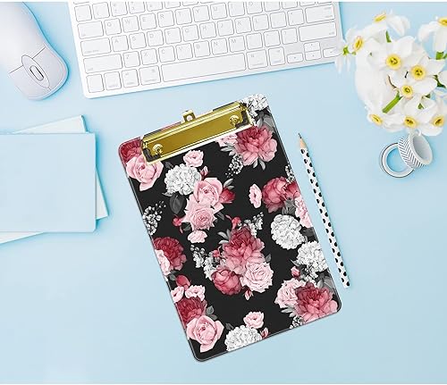 Miniatura 4 de Hongri Portapapeles de plástico pequeño, diseño de moda, tamaño A5, para estudiantes, niños, mujeres, oficina, hogar, clip de perfil bajo, bonito