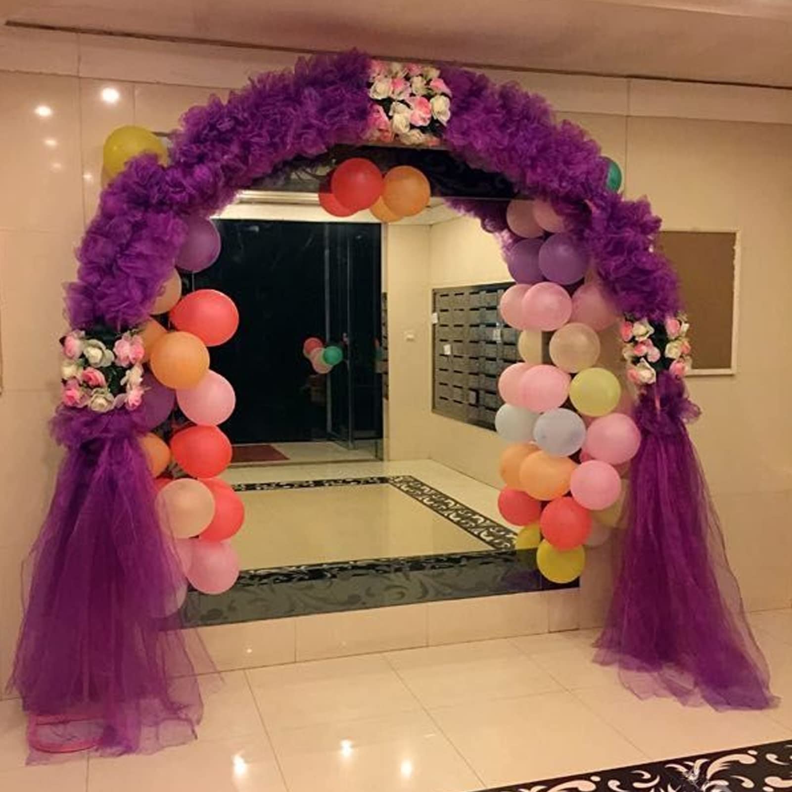 SDdPulse Arco da giardino in metallo, arco di rose staccate, sfondo per matrimoni, arco decorativo a palloncino, per varie piante rampicanti, cortile, patio, prato, riutilizzabile (bianco, 240 x 220 x