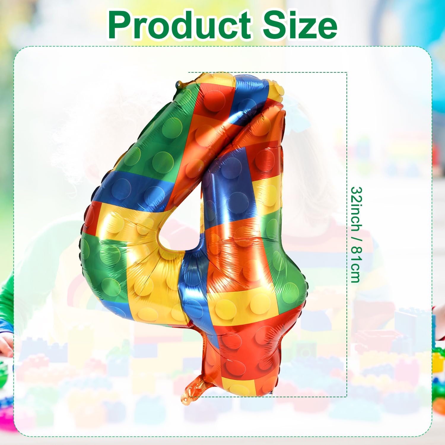 Palloncino Numero 81cm Mylar A Forma Di Blocchi Per Feste A Tema Costruzioni - 2