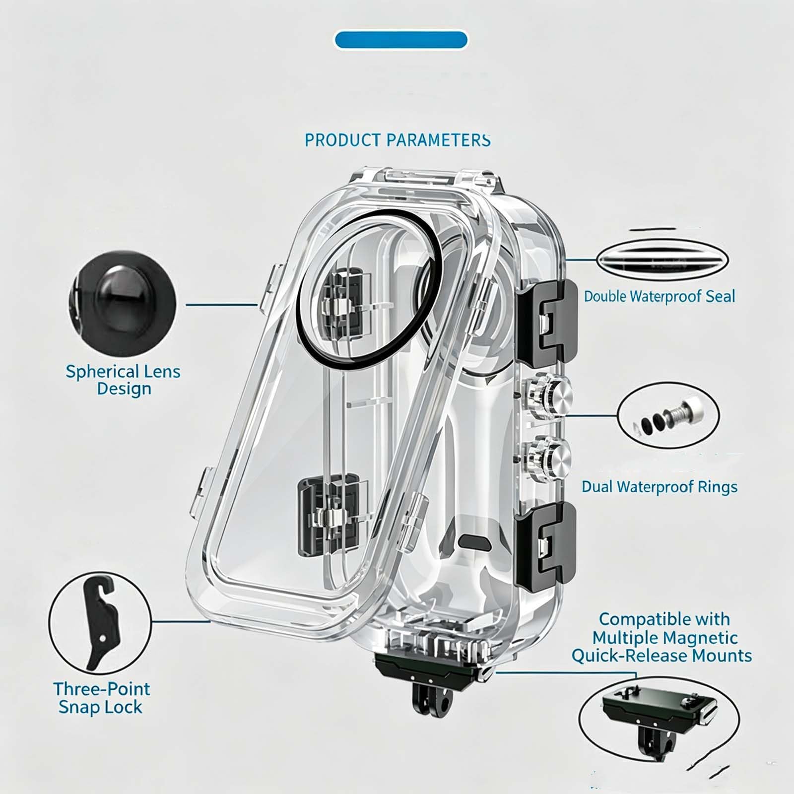 Carcasa sumergible impermeable para Insta360 X6 carcasa de liberación rápida